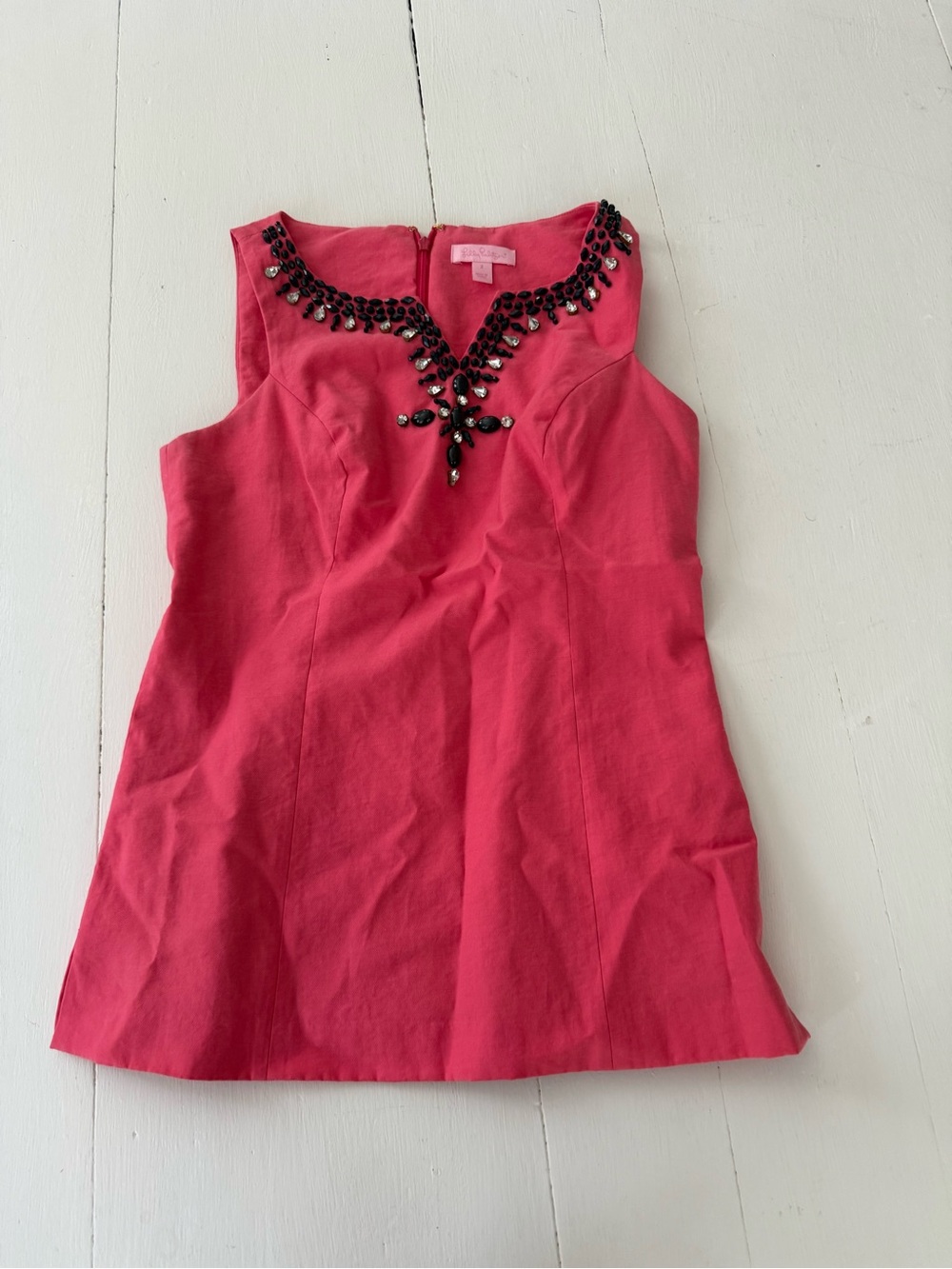 Lilly Pulitzer Hot Pink Sleeveless Beaded Neck Shell Top